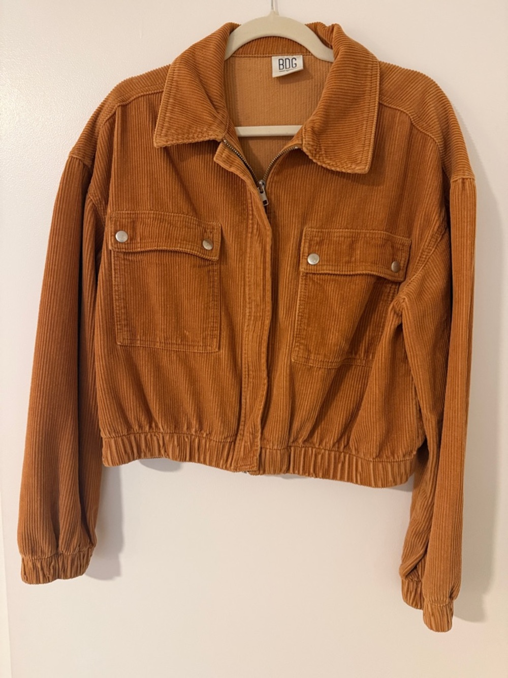 BDG Women's Corduroy Zip Jacket in Rust Brown
